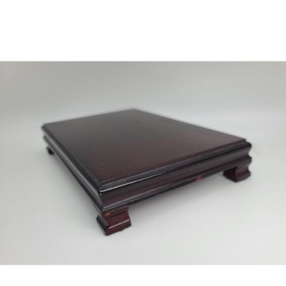 Wood Rectangular Riser Stand 8x5 Dark Brown Rosewood Finish Chinese Craftsmen - Picture 5 of 7